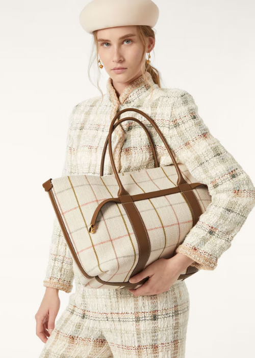 Ghiera Shopper Large Linen Tartan/Salty Capers
