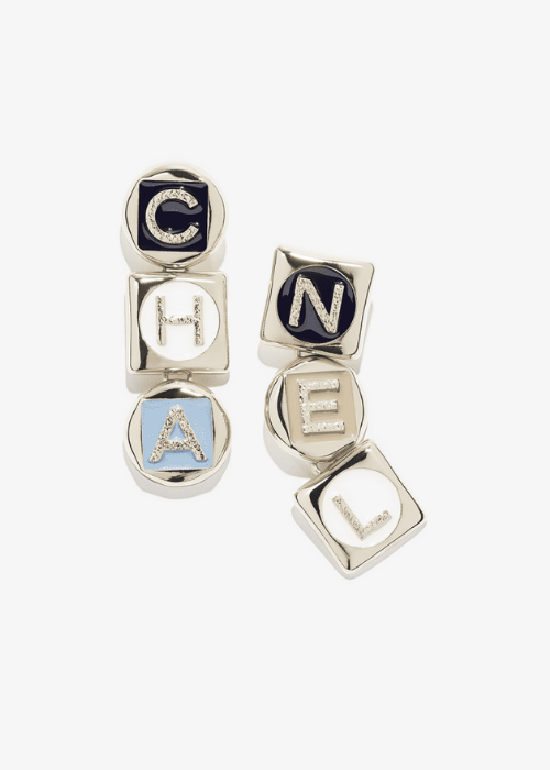 Pendant earrings - Metal & resin, gold & multicolour