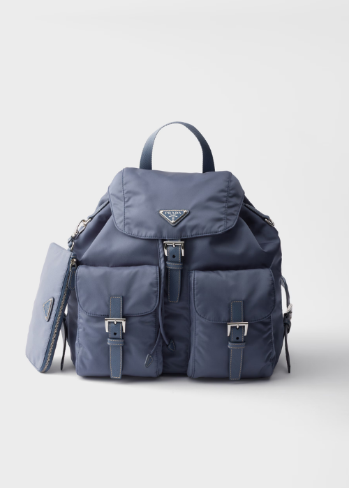 Prada Medium Re-Nylon Backpack With Pouch — Aviation Blue