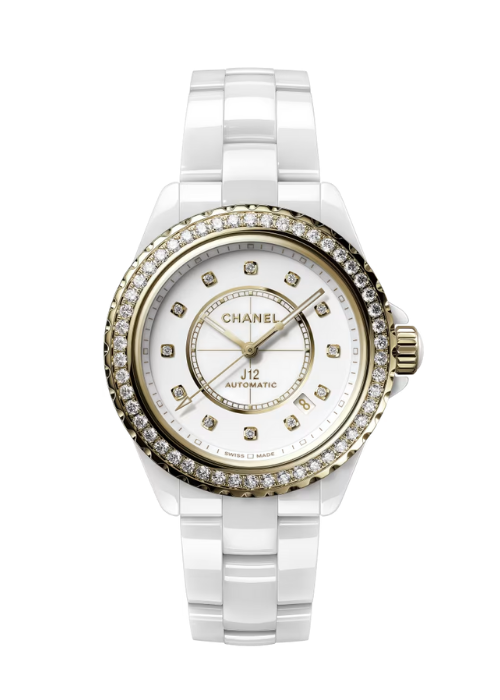J12 Diamond Bezel Watch Calibre 12.1, 38 MM - White