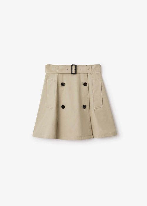Gabardine Trench Mini Skirt in Quill beige