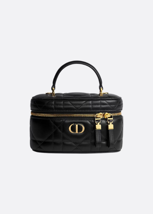 Dior Caro Mini Vanity Case Black Macrocannage