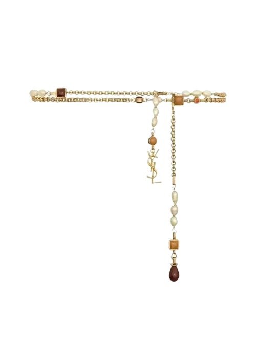 Saint Laurent CASSANDRE Pearl Chain Belt in Resin and Metal 