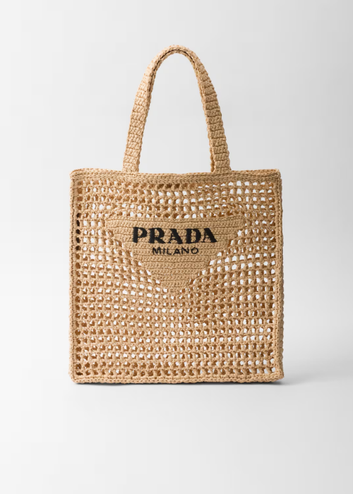 Prada Crochet Tote Bag with Logo 