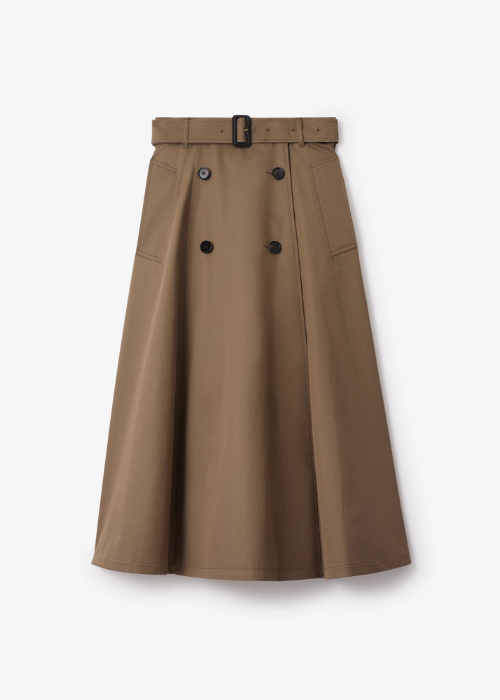 Gabardine Trench Midi Skirt in Juniper green