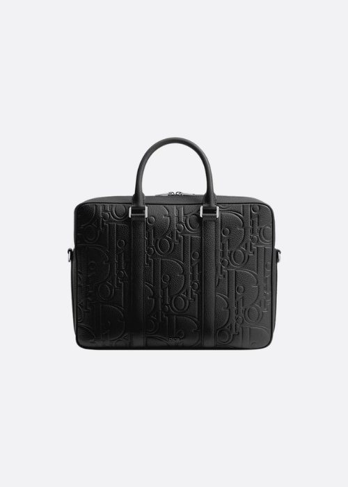 Zipped Briefcase Black Dior Gravity Leather and Black