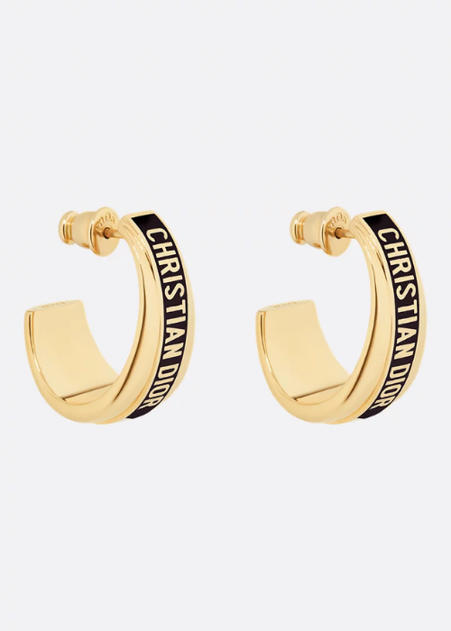 Dior Night Code Hoop Earrings Gold-Finish Metal,