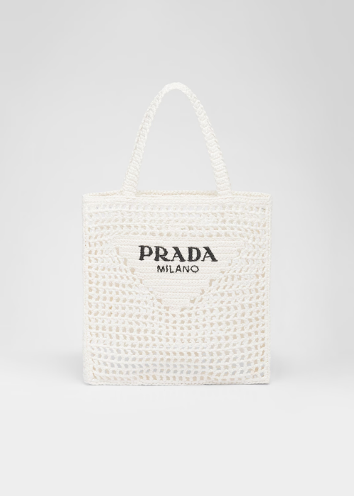 Prada Crochet Tote Bag with Logo 