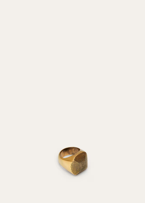 Guilloché Ring Brass Antique Gold | Rings