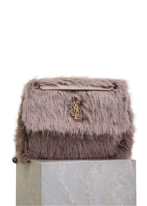 Saint Laurent Niki Large Shoulder Bag in Faux Fur / Shearling