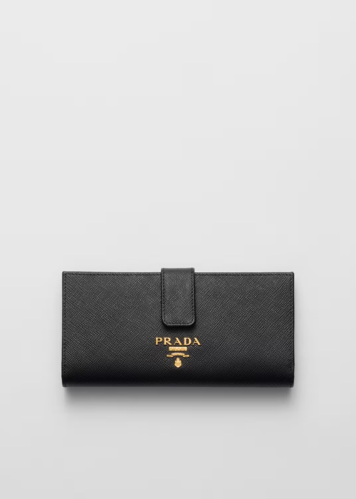 Prada Large Saffiano Leather Wallet in Black