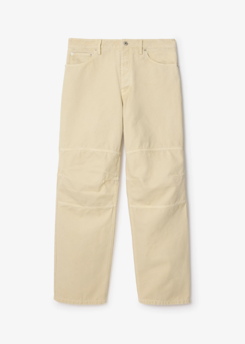 Cotton Canvas Workwear Trousers in Tundra white