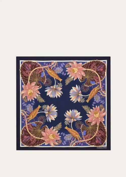 Water lilies print silk scarf - Women | Ferragamo