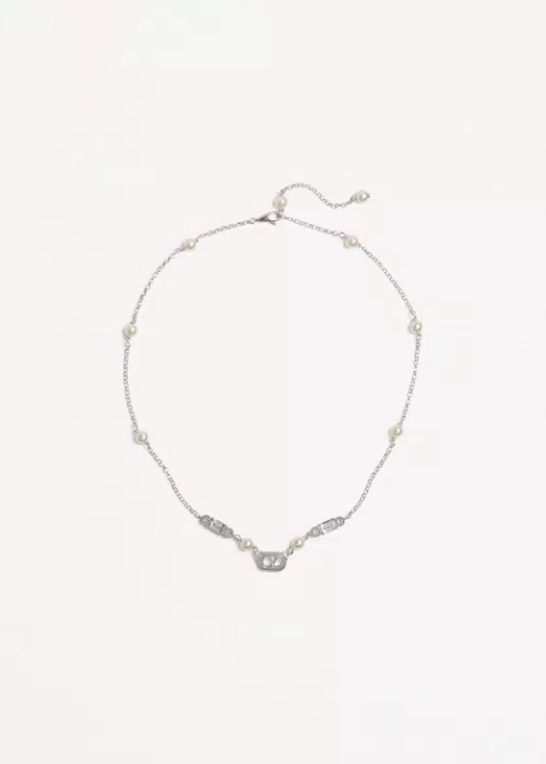 Ovalette Necklace In Metal, Pearls
