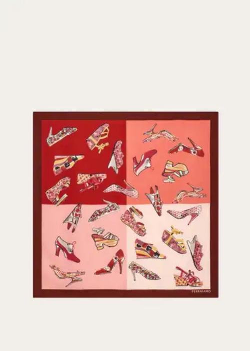 Ferragamo Genio Print Silk Scarf