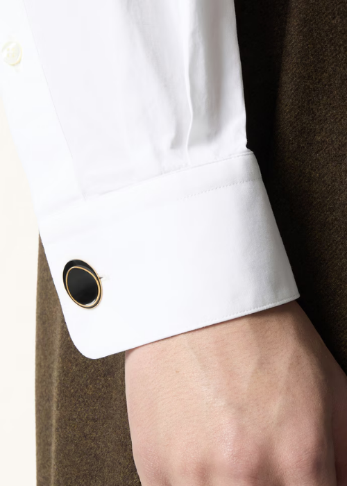 Button Cufflinks Brass, Enamel Jewel Antique Gold