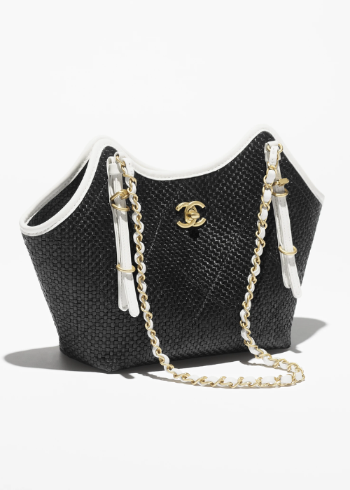 Braided Raffia, Calfskin & Gold-Tone Metal