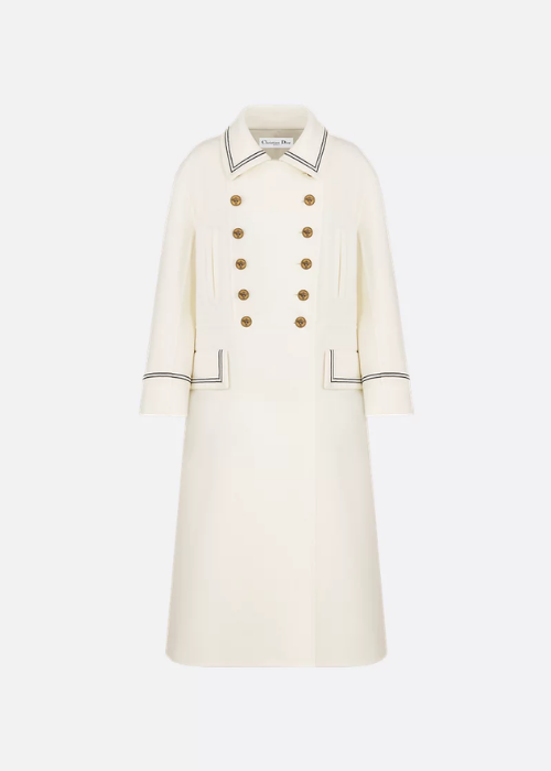 Fitted Coat Ecru Double-Sided Virgin Wool 