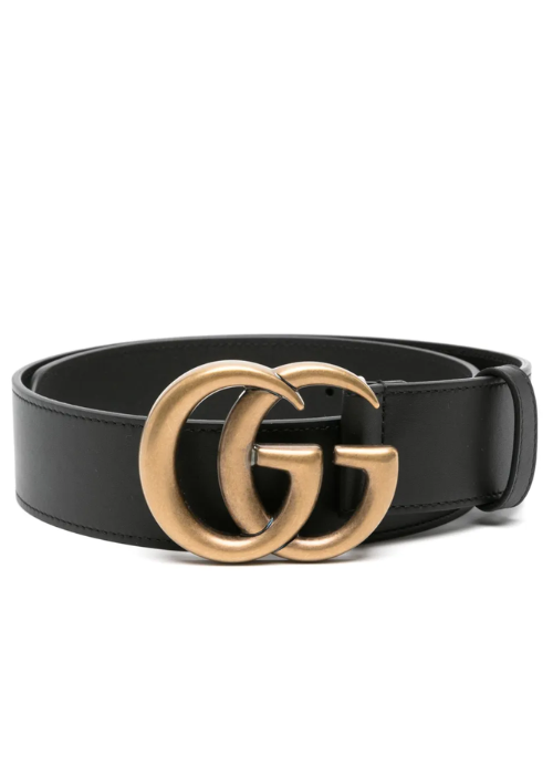 Gucci Leather Belt with Gold Finish