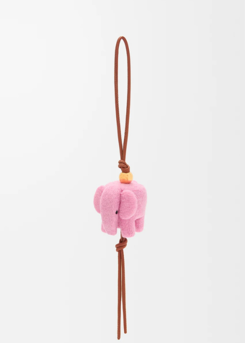 Elephant Charm in Felt & Calfskin