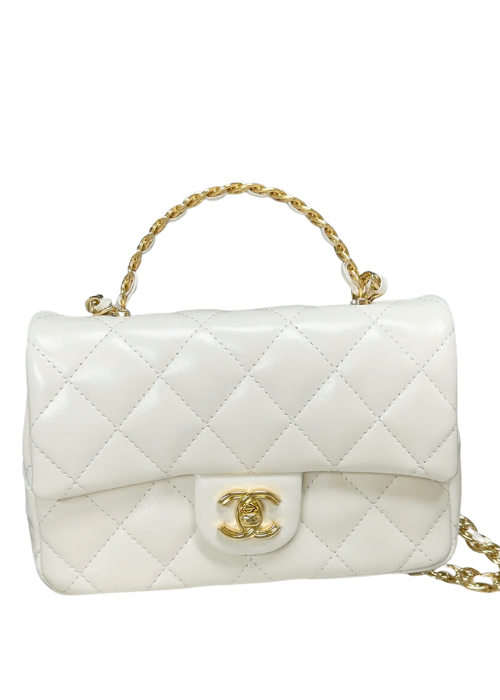 Lambskin Top handle Flap Bag