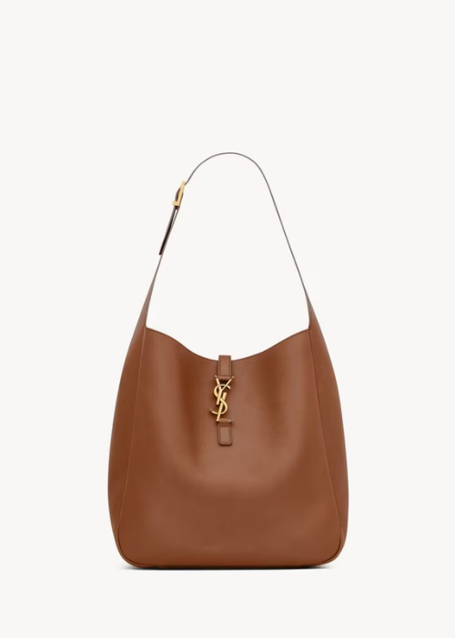 LE 5 À 7 supple LARGE in grained leather in Brown 