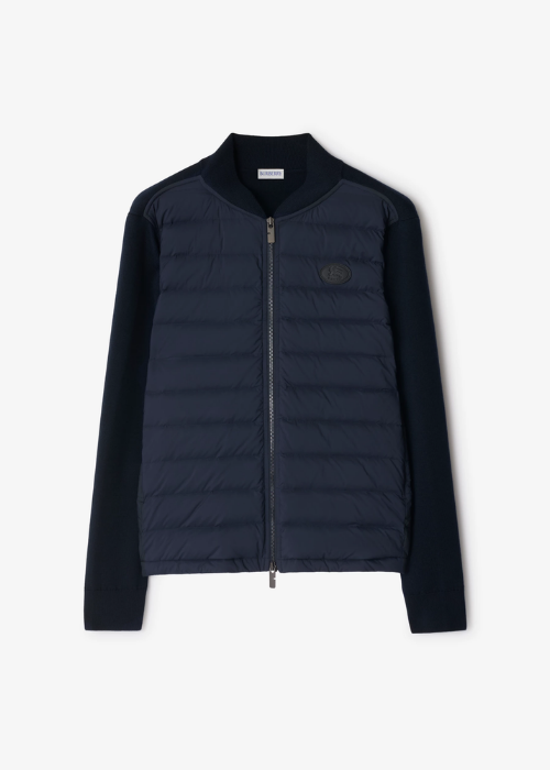Quilted Nylon and Wool Jacket in Navy