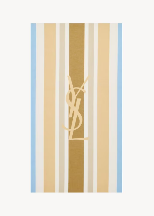 CASSANDRE striped shawals in cotton and silk in Green 