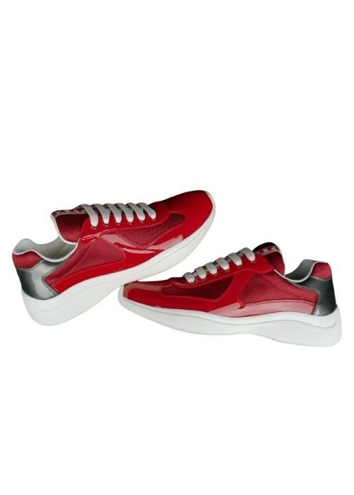 Prada America's Cup Leather and Technical Fabric Sneakers in Red