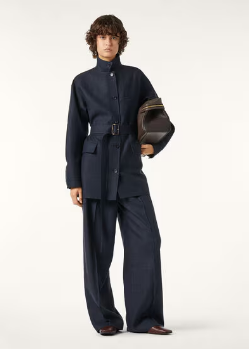 Lismore Field Jacket Linen, Virgin Wool Blue Navy