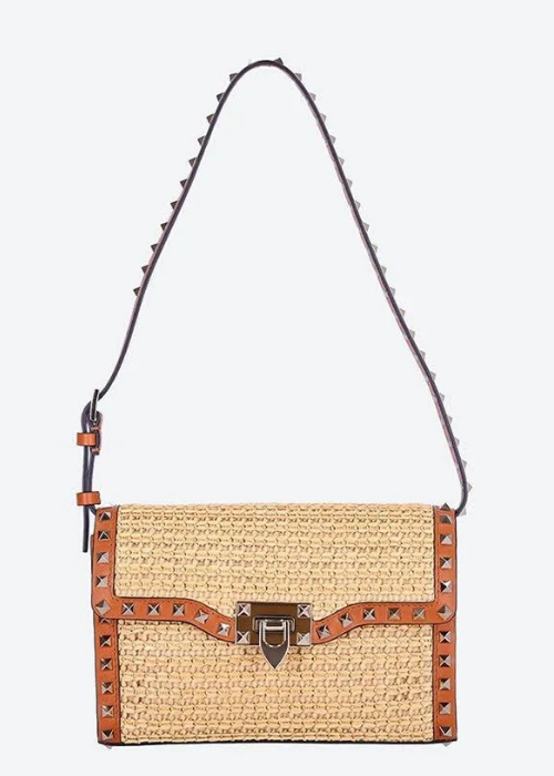 Medium Rockstud Raffia  Bag