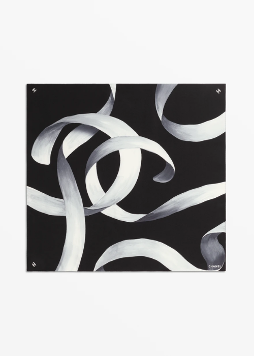 Square scarf - Silk twill, black