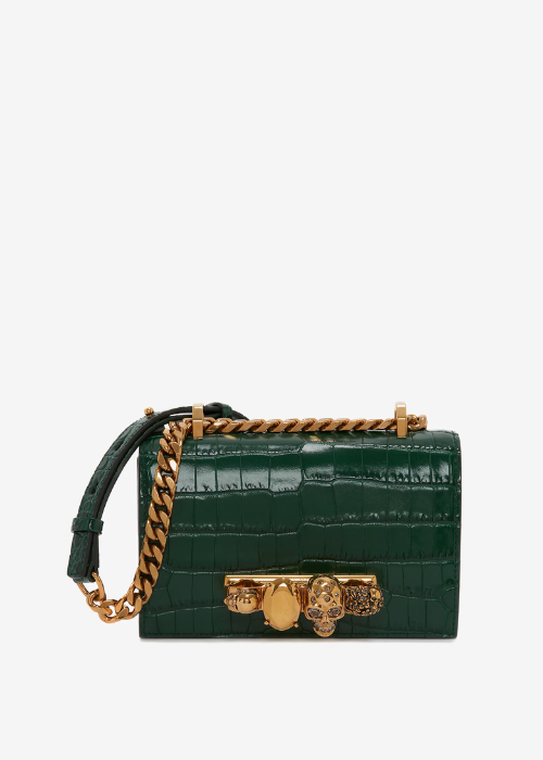  Mini Jewelled Satchel in Green | Alexander McQueen