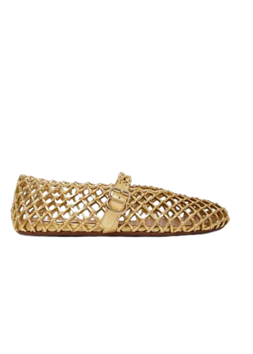 Crystal Gold Embellished Ballet Flats