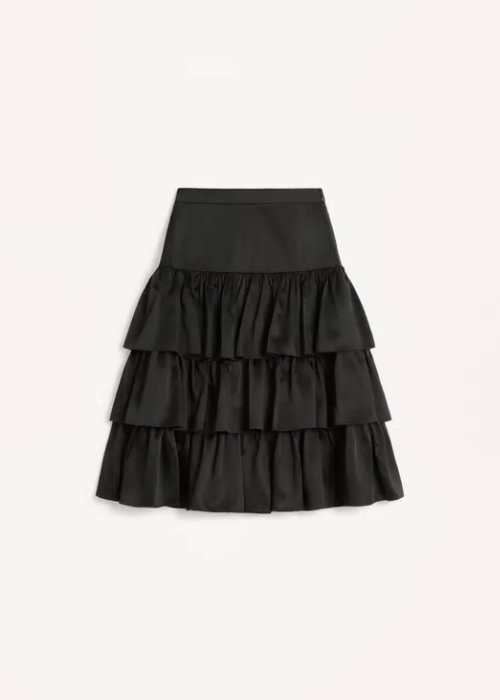 Satin Ruffle Skirt— for Woman in Black 