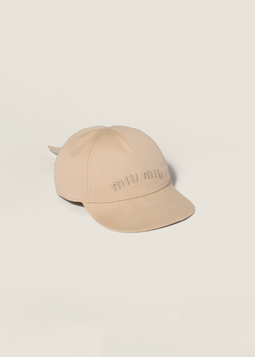 Sand Beige Poplin Baseball Cap | Miu Miu