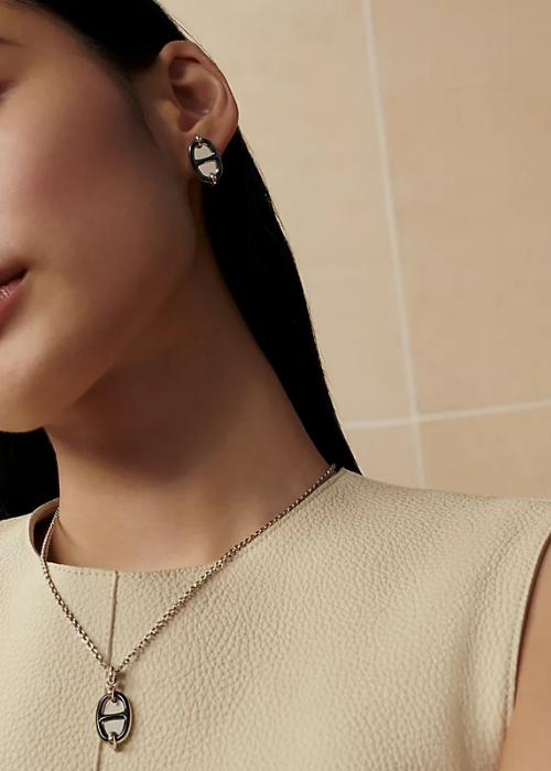 Mini Maillon pendant, small model - Black 