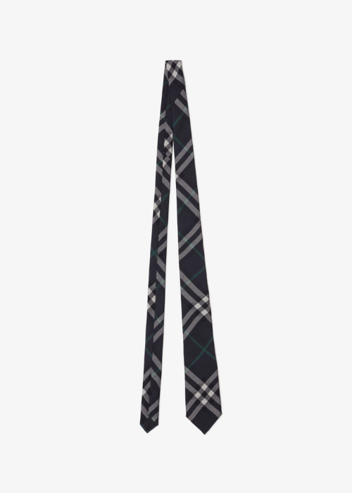 Check Silk Tie in Charcoal - Men