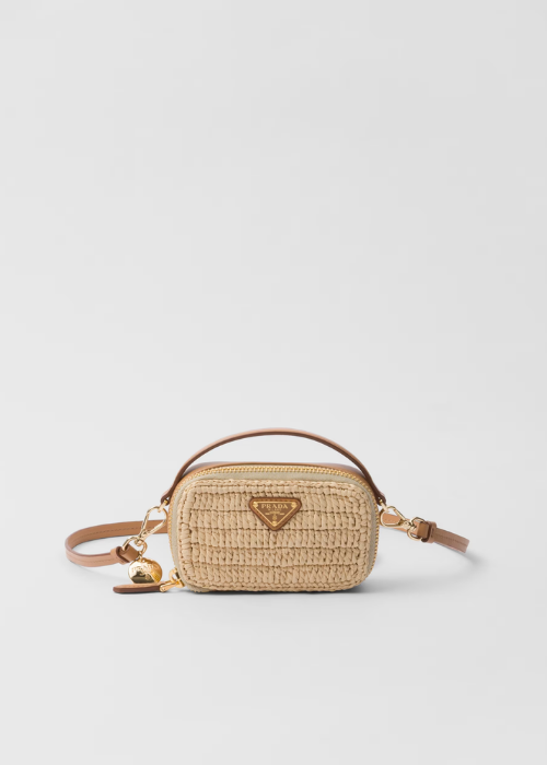 Prada Natural Crochet and Leather Mini-Pouch / Shoulder Bag