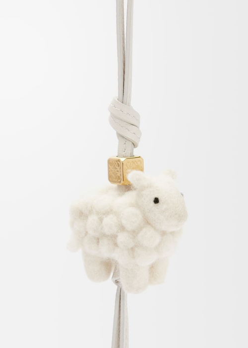 Sheep Charm in Felt & Calfskin