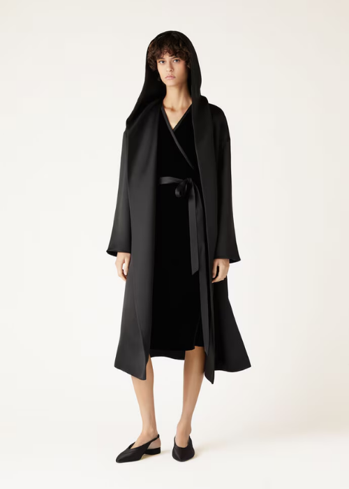 Dalmar Coat Silk Black | Coats Loro Piana IT