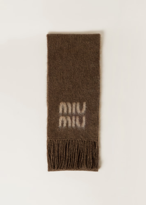 Tobacco Wool And Mohair Scarf | Miu Miu