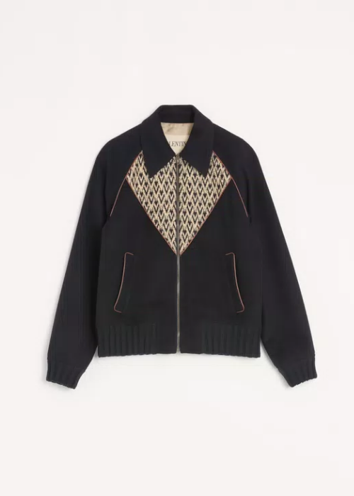 Valentino Bomber Jacket In Wool And Cashmere Drap