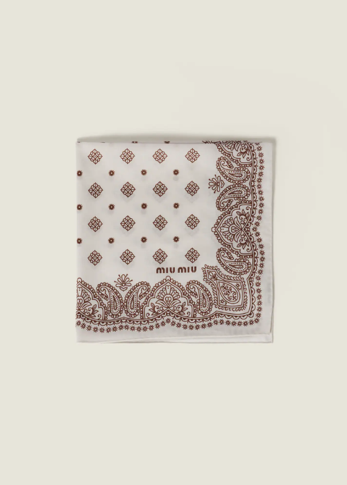 Ivory Printed Poplin Scarf | Miu Miu