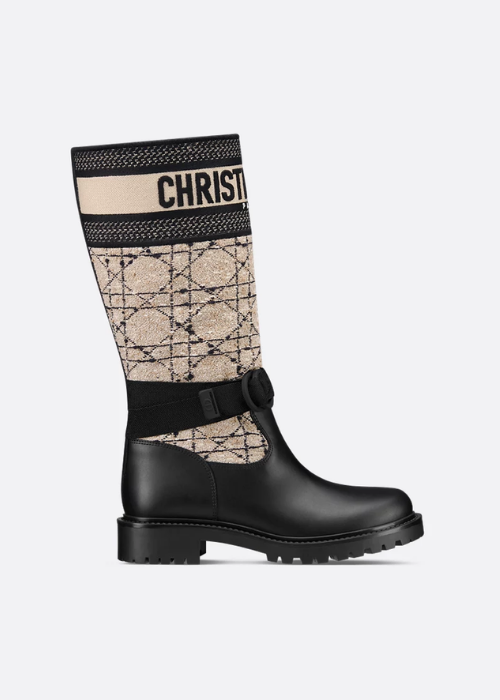 .D-Major Boot Black and White Cannage