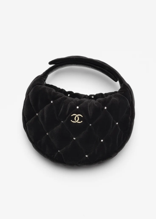 Pouch - Velvet, strass & gold-tone metal