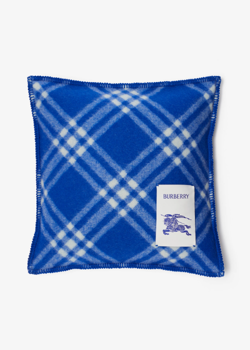  Burberry Check Wool Cushion in Knight Blue
