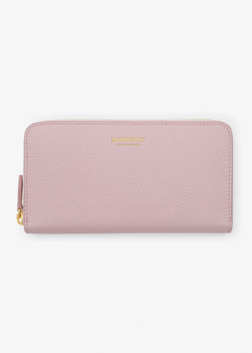 Large Leather Zip Wallet in Lilac pink - Wome