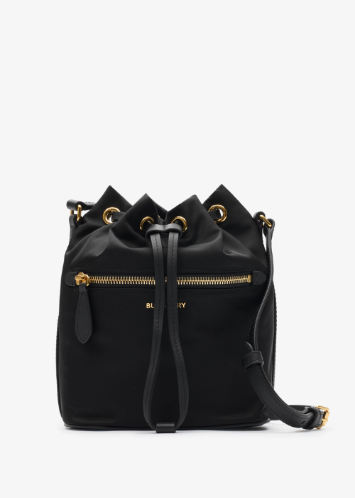 Mini Nylon Drawcord Pouch in Black - Women