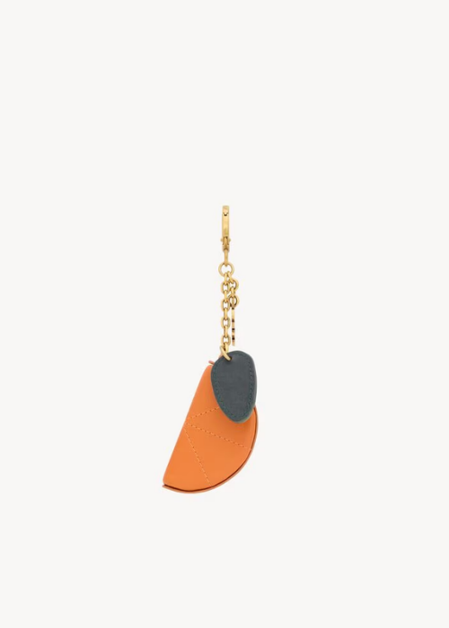 orange keyring in leather in Orange